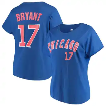 Walmart Women's Majestic Kris Bryant Royal Chicago Cubs Name & Number T-Shirt offer