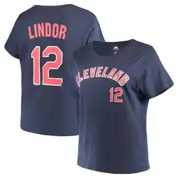 Walmart Women's Majestic Francisco Lindor Navy Cleveland Indians Name & Number T-Shirt offer