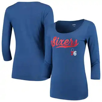 Walmart Women's 5th & Ocean by New Era Royal Philadelphia 76ers Jersey 3/4-Sleeve T-Shirt offer