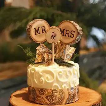 Walmart Mr & Mrs Rustic Wedding Cake Topper, by Qishi offer