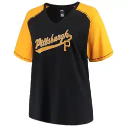 Walmart Women's Majestic Black/Gold Pittsburgh Pirates Plus Size High Percentage Raglan V-Neck T-Shirt offer