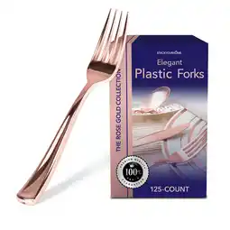 Walmart Stock Your Home Disposable Rose Gold Plastic Forks - 125 Count offer