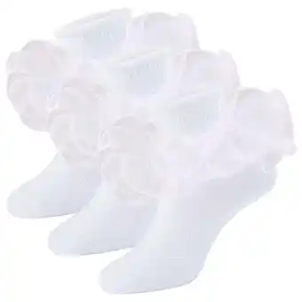 Walmart Spring Lace Cute Floral Socks for Kids White & Sweet School Big Girls Ruffled Comfy Ruffle 3 Pairs L offer