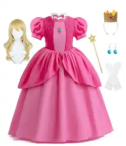 Walmart Super Brothers Girls Princess Dress Set, Peach Costume Set for Kids Birthday Party Gift 2-12 Years offer