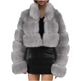 Walmart Patlollav Womens Warm Faux Furry Coat Jacket Winter Solid Outerwear offer