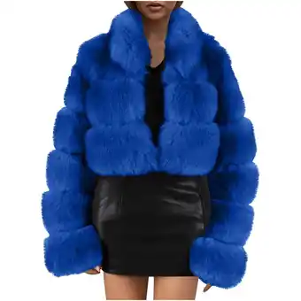 Walmart Patlollav Womens Warm Faux Furry Coat Jacket Winter Solid Outerwear offer