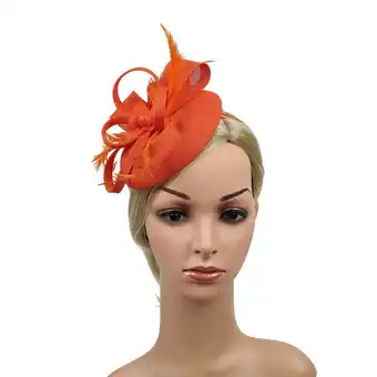 Walmart Handmade Women Hair Clip Feather Wedding Casual Fascinator Headpieces Orange (One Size) offer