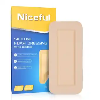 Walmart Niceful Silicone Foam Dresssing 4x8 in, Gentle Adhesive Foam Dressing Waterproof, 10 Counts offer