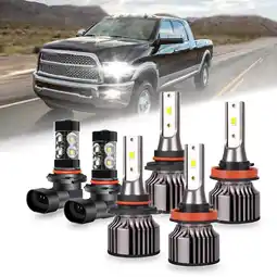 Walmart FZPJJNB For Dodge Ram 1500 2500 3500 2009-2017 LED Headlight High Low Beam Bulbs Fog Light Kit offer