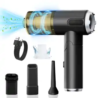 Walmart AOMBOO Handheld Cordless Car Vacuum Cleaner - LED Light - Air Duster - Multi-Nozzles - Black offer