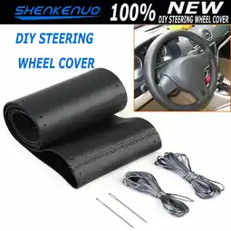 Walmart SHENKENU 15 Steering Wheel Cover Genuine Leather Black for Honda Accord offer