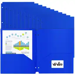 Walmart ViVin Plastic Pockets Folders 3 Hole Punch, Fit Letter Size Paper, 12 Packs White offer