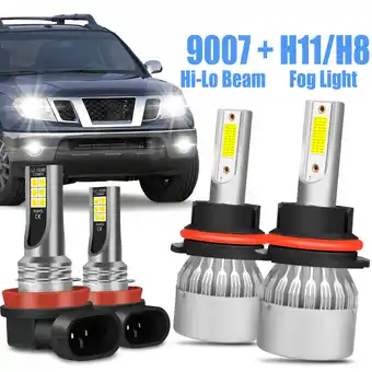 Walmart For Nissan Frontier 2005-2019 LED Headlight 9007+H11 High/Low Beam+Fog Light Bulbs Kit White 6000K offer