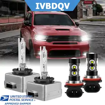 Walmart For Dodge Durango 2014-2020 HID Headlight D3S High/Low Beam+LED H11 Fog Light Bulbs Kit 4Pcs offer