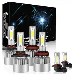 Walmart For Cadillac SRX 2010-2016 Front LED Headlight High/Low Beam+Fog Light Bulbs 6000k offer