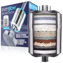 Walmart Everglow Shower Head Filter Hard Water High Output Replaceable Multistage Remove Chlorine, Metal offer