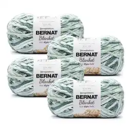 Walmart Bernat Blanket Tie Dye-ish #6 Super Bulky Polyester Yarn, Blue Skies 10.5oz/300g, 220 Yards (4 Pack) offer