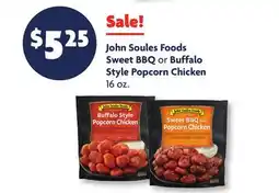 Family Dollar John Soules Foods Sweet BBQ or Buffalo Style Popcorn Chicken offer