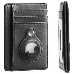 Walmart Ameha Adult Card Holder Fit AirTag Leather Men Wallet Multi Slot Slim RFID Blocking Gift for Unisex offer