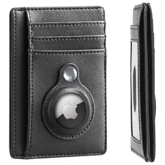 Walmart Ameha Adult Card Holder Fit AirTag Leather Men Wallet Multi Slot Slim RFID Blocking Gift for Unisex offer