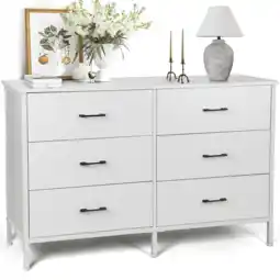 Walmart Richya 47.3'' Chest of Dresser 6 Drawers for Bedroom Adult, Storage Cabinet with Steel Frame,White offer