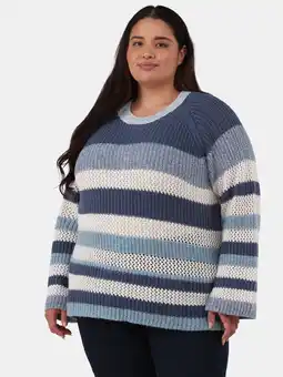 Walmart 99 Jane Street Women's Plus Textured Striped Raglan Sweater, Midweight, Sizes 1X-4X offer