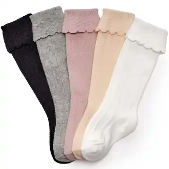 Walmart CozyWay Ruffled Toddler Knee High Socks for Girls, 5 Pack, Neutral Pastels, 1-3 Years Old offer