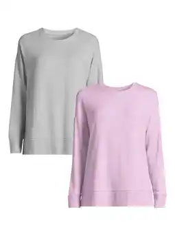 Walmart Time and Tru Women's Hacci Knit Pullover with Long-Sleeves, Single and 2-Pack, Sizes XS - XXL offer