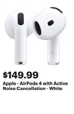 Best Buy Apple - AirPods 4 with Active Noise Cancellation - White offer