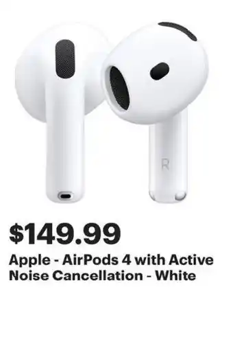 Best Buy Apple - AirPods 4 with Active Noise Cancellation - White offer