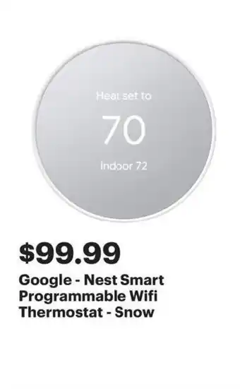 Best Buy Google - Nest Smart Programmable Wifi Thermostat - Snow offer