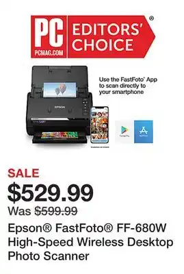 Office Depot Epson FastFoto FF-680W High-Speed Wireless Desktop Photo Scanner offer