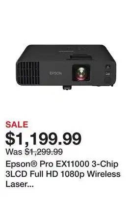 Office Depot Epson Pro EX11000 3-Chip 3LCD Full HD 1080p Wireless Laser Projector, V11HA72220 offer