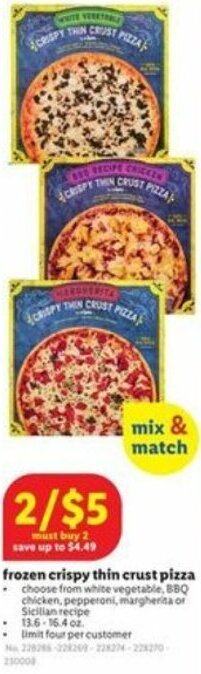 Lidl Frozen Crispy Thin Crust Pizza offer