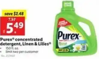 Lidl Purex Concentrated Detergent, Linen & Lilies offer