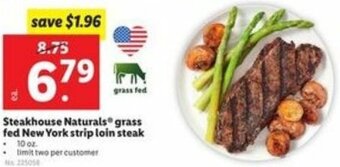 Lidl Steakhouse Naturals Grass Fed New York Strip Loin Steak offer