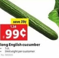Lidl Long English Cucumber offer