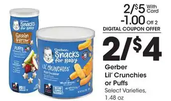 Ralphs Gerber Lil' Crunchies or Puffs offer