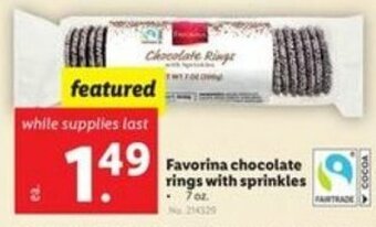 Lidl Favorina Chocolate Rings With Sprinkles offer