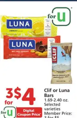 Vons Clif or Luna Bars offer