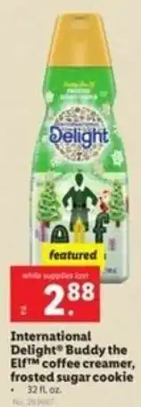 Lidl International Delight Buddy The Elf Coffee Creamer, Frosted Sugar Cookie offer