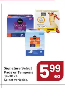 Jewel-Osco Signature Select Pads or Tampons offer