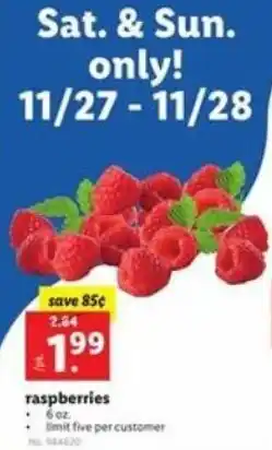 Lidl Raspberries 6 oz offer