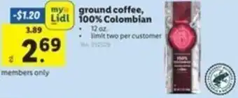 Lidl Ground Coffee, 100% Colombian 12 oz offer