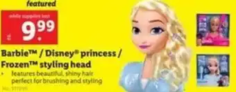 Lidl Barbie/ Disney Princess/ Frozen Styling Head offer