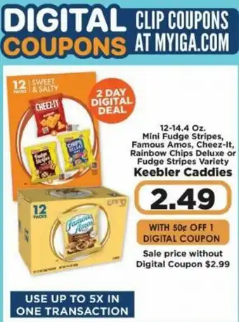 IGA Mini Fudge Stripes, Famous Amos, Cheez-It, Rainbow Chips Deluxe Or Fudge Stripes Variety offer