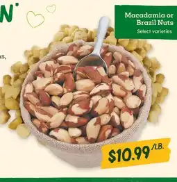 Sprouts Farmers Market Macadamia or Brazil Nuts offer