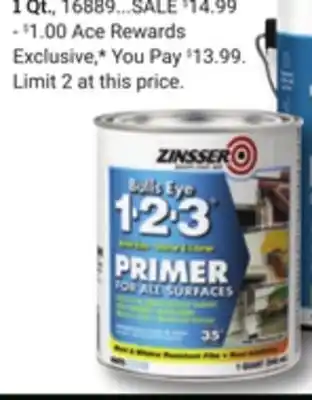 Ace Hardware 1 Qt. Zinsser Bulls Eye 1—2—3 Primer offer