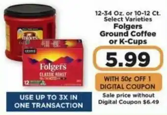 IGA Folgers Ground Coffee Or K-Cups offer
