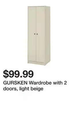 Ikea GURSKEN Wardrobe with 2 doors, light beige offer